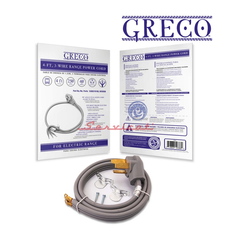 CHICOTE/CABLE GRECO COCINA A GAS E INDUCCION GENERAL ELECTRIC - WHIRLPOOL - FRIGIDAIRE - ELECTROLUX