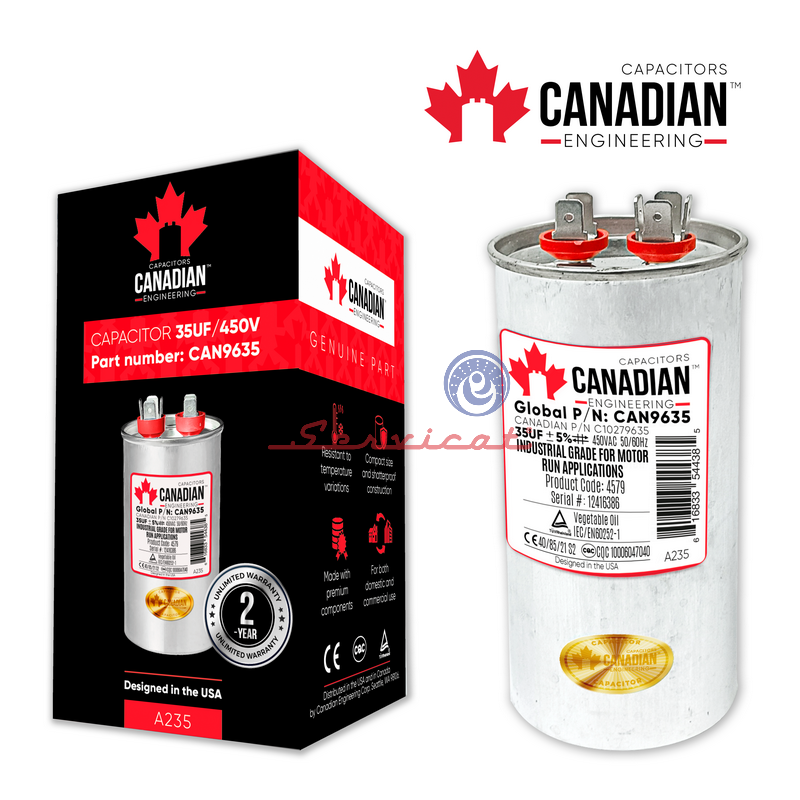 CAPACITOR 35UF 450VAC CANADIAN AIRE ACONDICIONADO TODAS LAS MARCAS