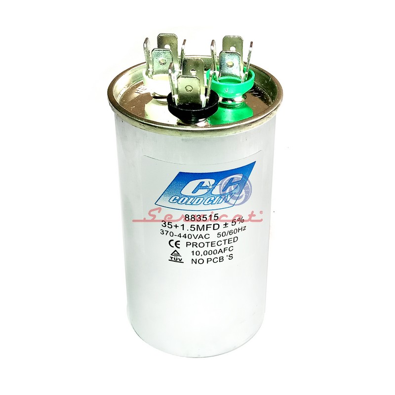 CAPACITOR DE MARCHA 35 + 1.5UF A 370 - 440VAC AIRE ACONDICIONADO TODAS LAS MARCAS