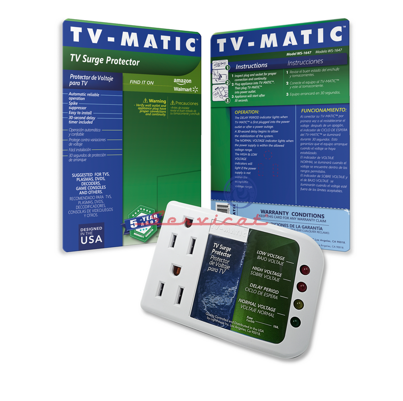 PROTECTOR DE VOLTAJE 110V – 30SEG – 10A TV-MATIC TODAS LAS MARCAS, TVS, PLASMAS, DVDS, DECODIFICADOR