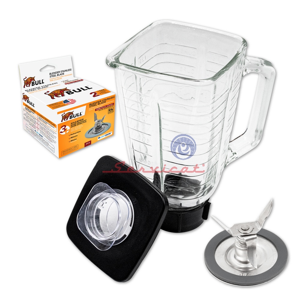 COMBO VASO CLASICO VIDRIO Y BASE+TAPA+CUCHILLA TIPO MARIPOSA LICUADORA OSTER