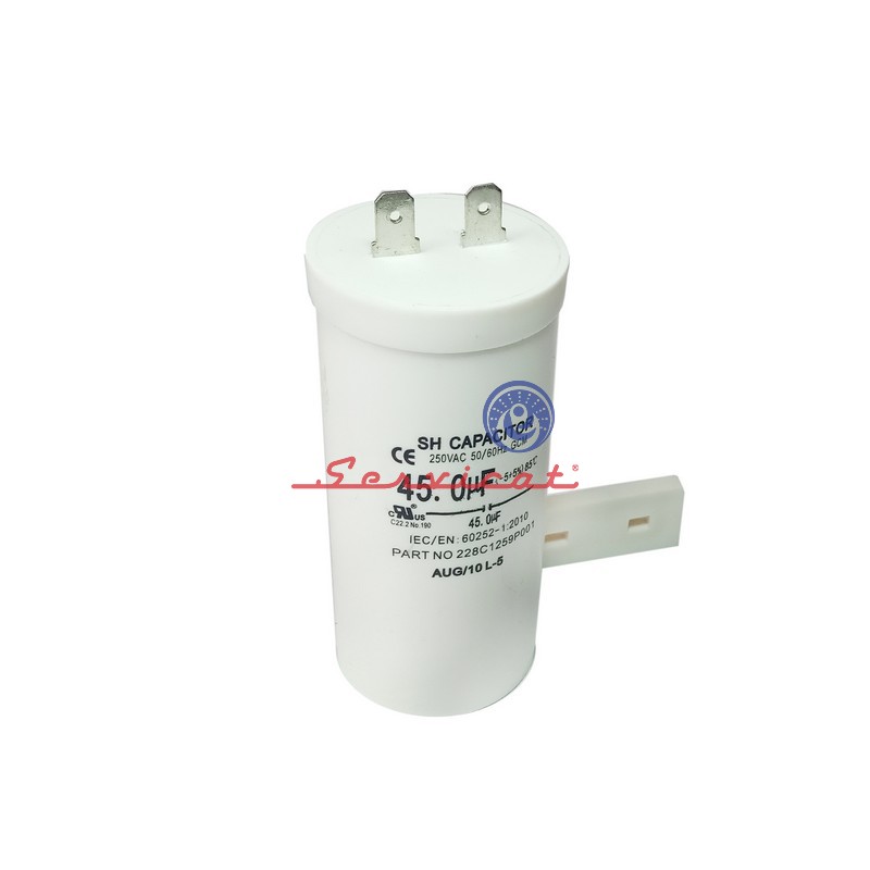 CAPACITOR DE MARCHA 45UF A 250VAC LAVADORA MABE - GENERAL ELECTRIC - WHIRLPOOL - ELECTROLUX