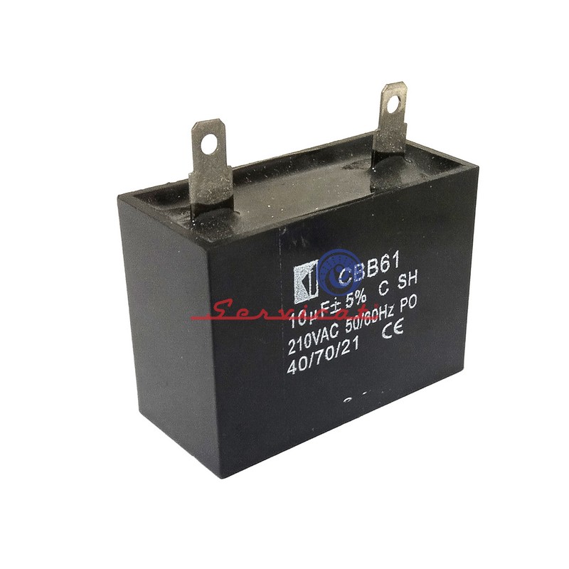 CAPACITOR DE MARCHA 10UF A 450V REFRIGERADORA MABE - ELECTROLUX