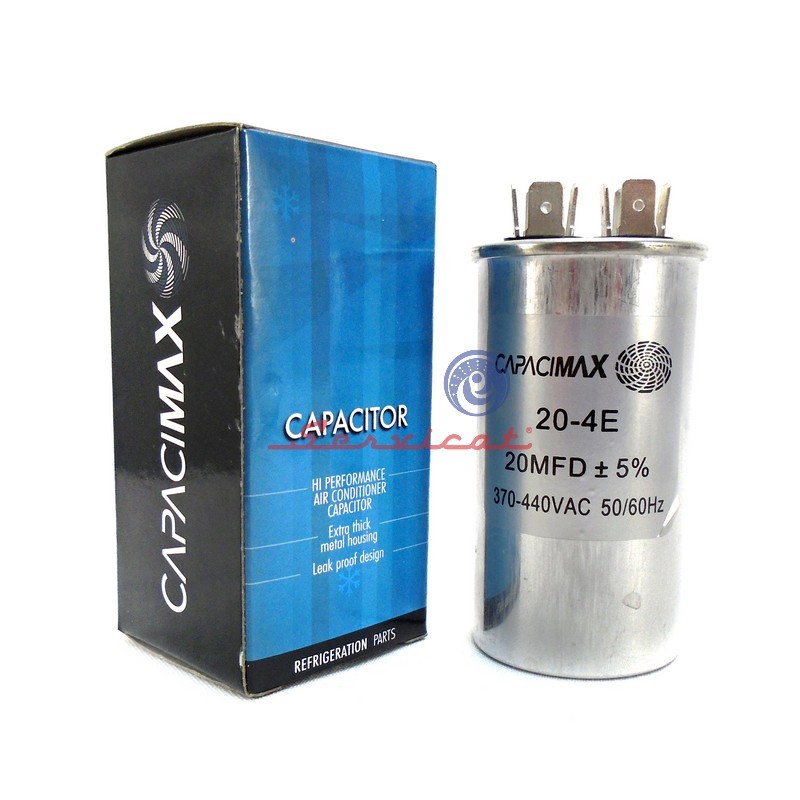 CAPACITOR DE MARCHA 20UF A 370 - 450VAC CAPACIMAX REFRIGERADORA TODAS LAS MARCAS