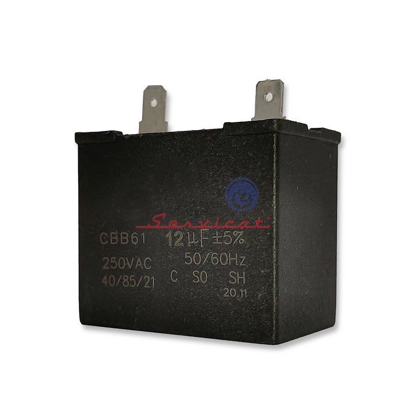 CAPACITOR DE MARCHA 12UF A 250VAC REFRIGERADORA TODAS LAS MARCAS