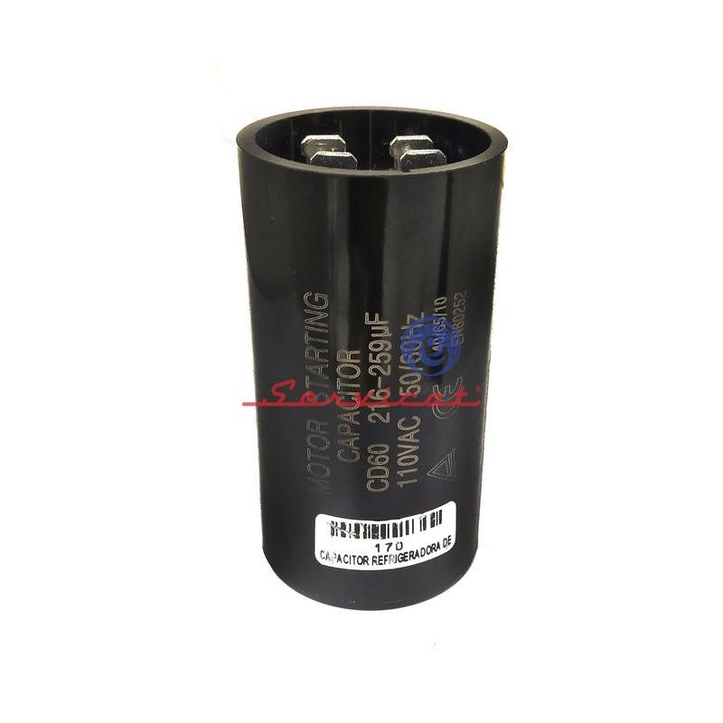 CAPACITOR DE ARRANQUE 216 - 259UF A 110VAC REFRIGERADORA TODAS LAS MARCAS