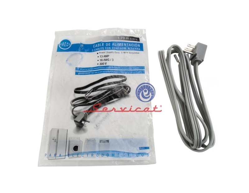 CABLE DE ENERGÍA/CHICOTE 1.73M GRECO LAVADORA FRIGIDAIRE - WHIRLPOOL - ELECTROLUX - MABE - LG