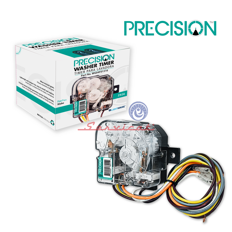 TIMER CUADRADO 6 CABLES - 2 SUJECIONES RECTAS PRECISION LAVADORA MABE