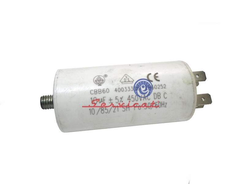 CAPACITOR DE MARCHA 10UF A 450VAC LAVADORA ELECTROLUX - FRIGIDAIRE