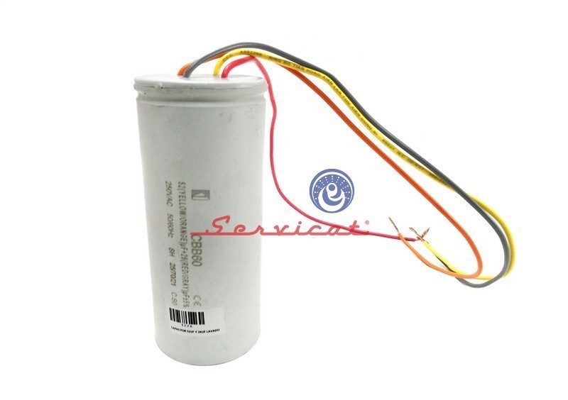 CAPACITOR DE MARCHA 26 - 52UF A 250VAC LAVADORA INDURAMA - ELECTROLUX