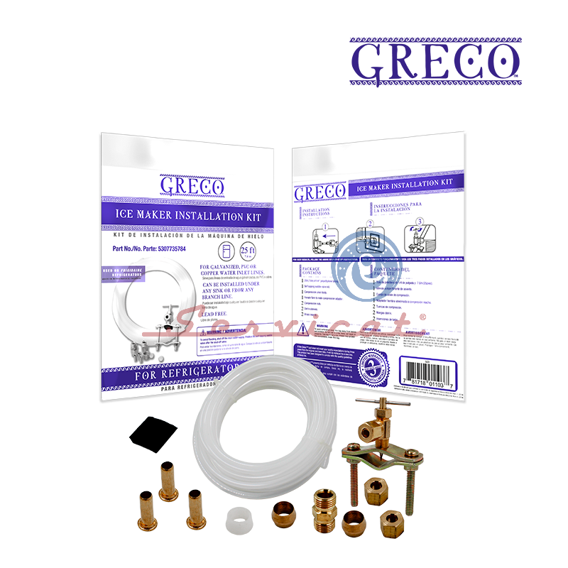 KIT INSTALACIÓN VÁLVULA DE PINCHAR+MANGUERA+ACOPLES GRECO ICE MAKER REFRIGERADORA TODAS LAS MARCAS