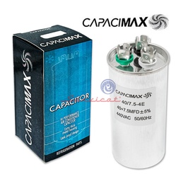 CAPACITOR DE MARCHA 40 + 7.5UF A 440VAC CAPACIMAX AIRE ACONDICIONADO TODAS LAS MARCAS