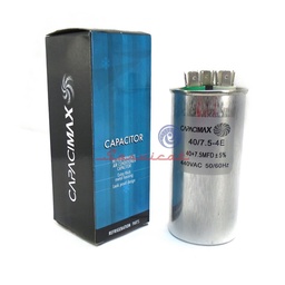 CAPACITOR DE MARCHA 40 + 7.5UF A 440VAC CAPACIMAX AIRE ACONDICIONADO TODAS LAS MARCAS