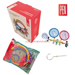 KIT DE MANÓMETROS ANALÓGICOS R134A-R12-R22 PEN REFRIGERADORA Y AIRE ACONDICIONADO TODAS LAS MARCAS
