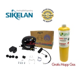 KIT COMPRESOR 1/4 SIKELAN ORIG + GAS R134-A YETI ORIG + VALVULA DE CARGA + SOLDADURA REFRIGERADORA TODAS LAS MARCAS