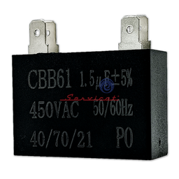 CAPACITOR DE MARCHA 1.5UF A 450VAC LAVADORA TODAS LAS MARCAS