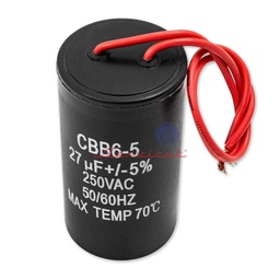 CAPACITOR DE MARCHA 27UF A 250VAC LAVADORA MABE